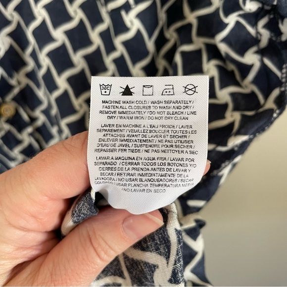 Surfside Supply Printed Linen Button Down Shirt Navy Blue Size Large - Picture 8 of 9